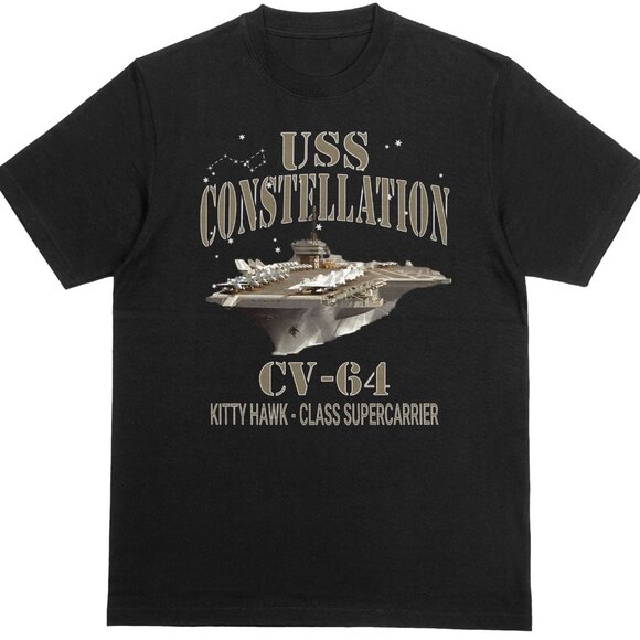 USS Constellation CV-64 U.S. Navy Men's 100% Cotton T-shirt Black - Picture 1 of 1